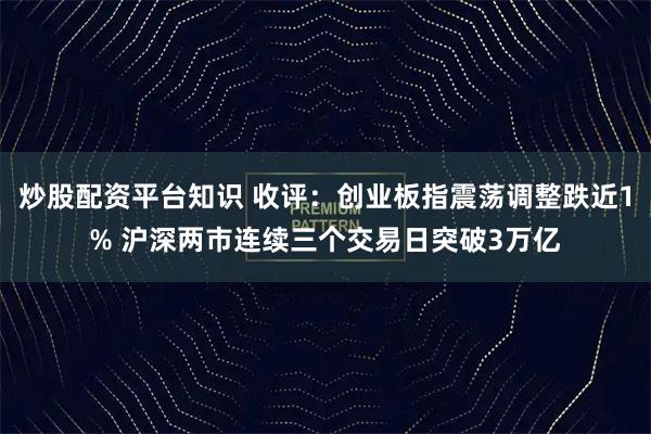 炒股配资平台知识 收评：创业板指震荡调整跌近1% 沪深两市连续三个交易日突破3万亿
